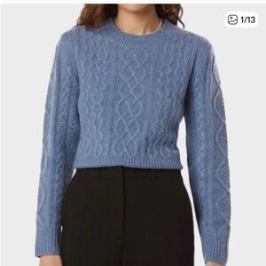 Favorite Daughter Wool and Cashmere Blend Cable Knit Sweater Light Blue size S